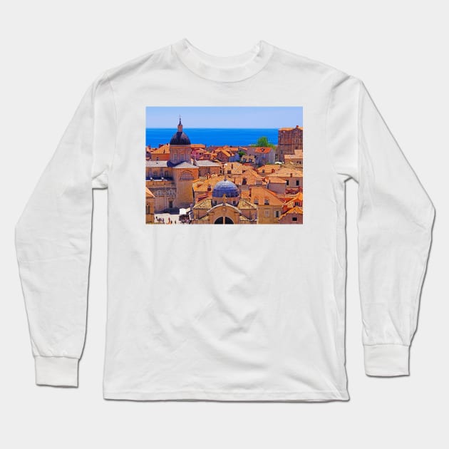 The Roofs of Dubrovnik Long Sleeve T-Shirt by BrianPShaw